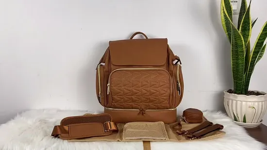 Sh2208 Nappy Leather Mommy Bags Travel Large Logo PU Baby Custom Diaper Bag Backpack 